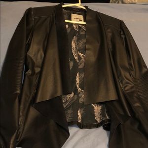 Women's Faux Leather Cascade Front Jacket